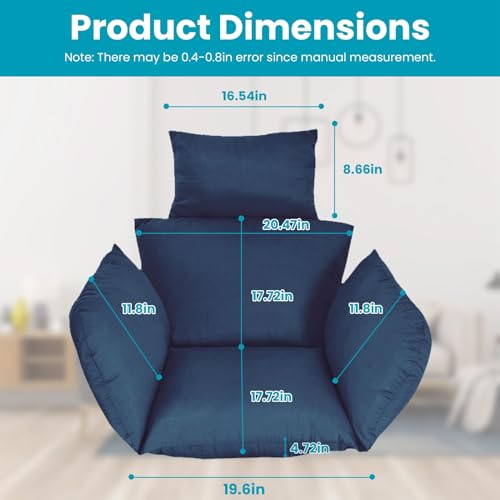 Grey Hanging Egg Chair Cushion with Pillow A8510