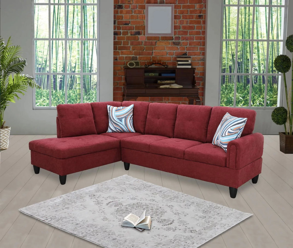 Wine Red L Shaped Sectional Sofa R572531