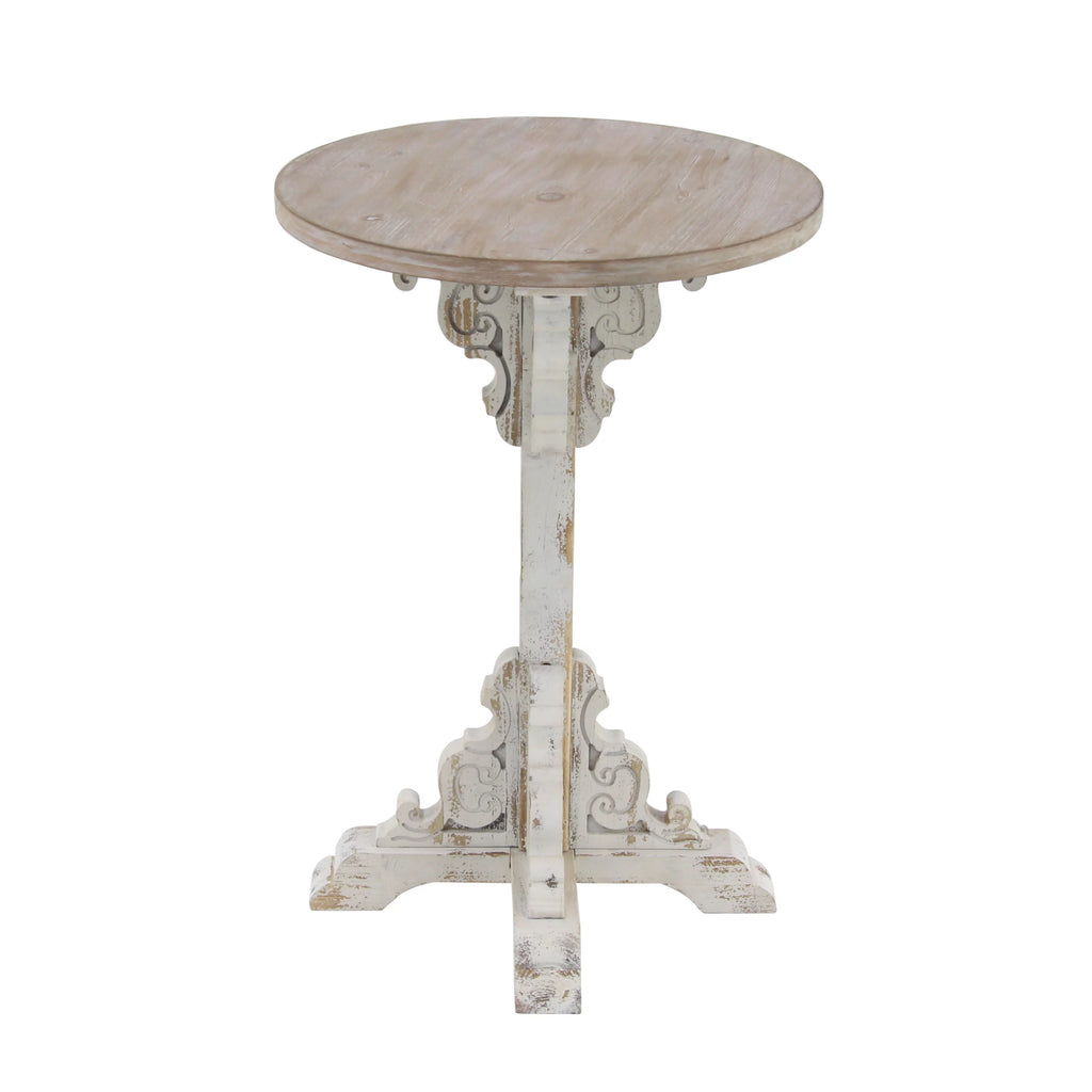 White Wood Accent Table with Brown Wood Top A278381