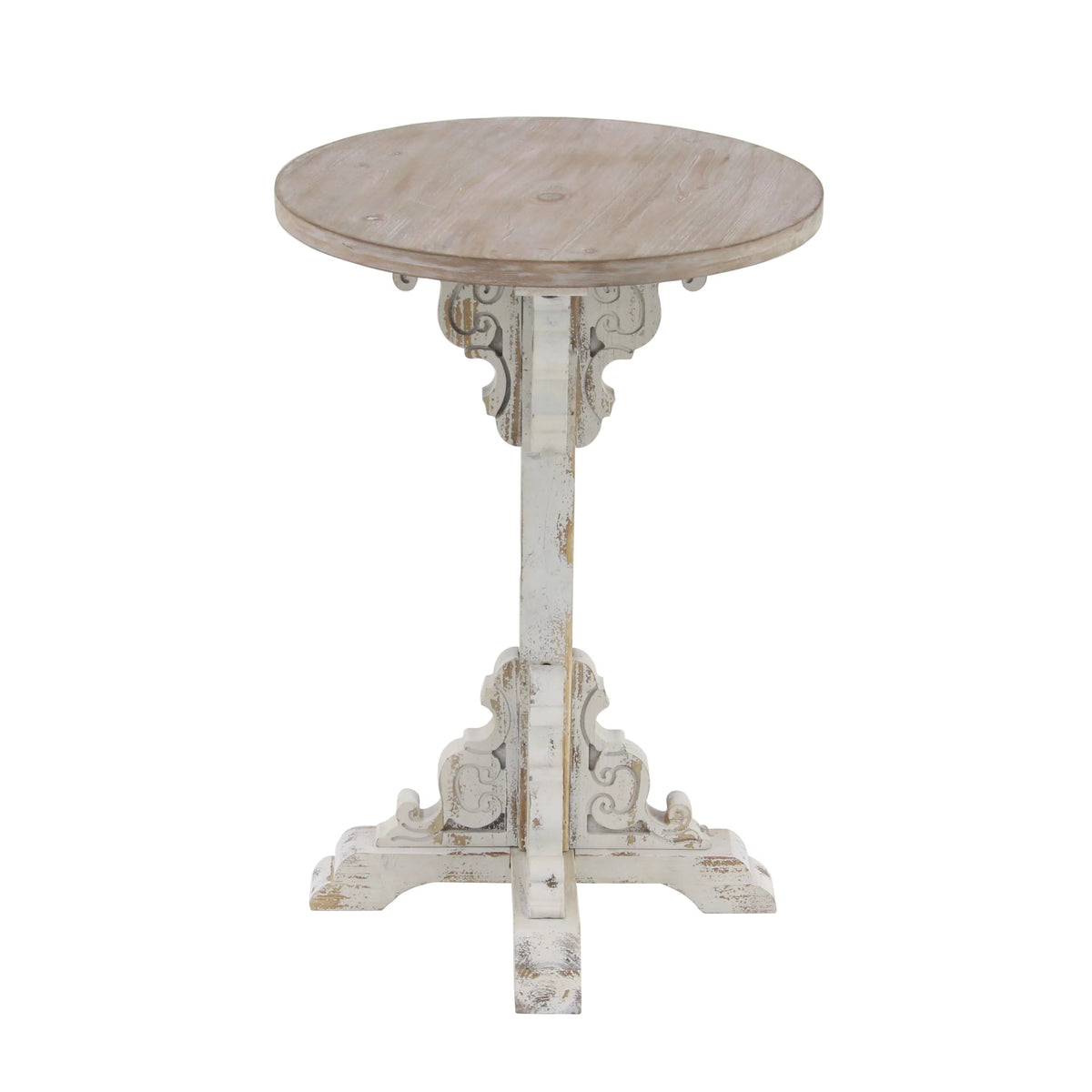 White Wood Accent Table with Brown Wood Top A278381