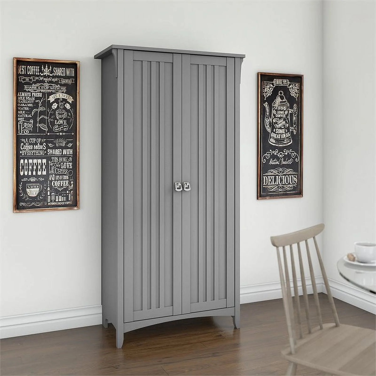 Gray Wood Kitchen Pantry Cabinet with Doors G615560