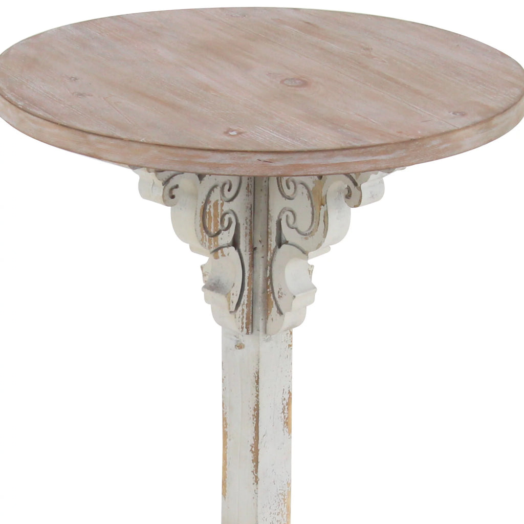 White Wood Accent Table with Brown Wood Top A278381