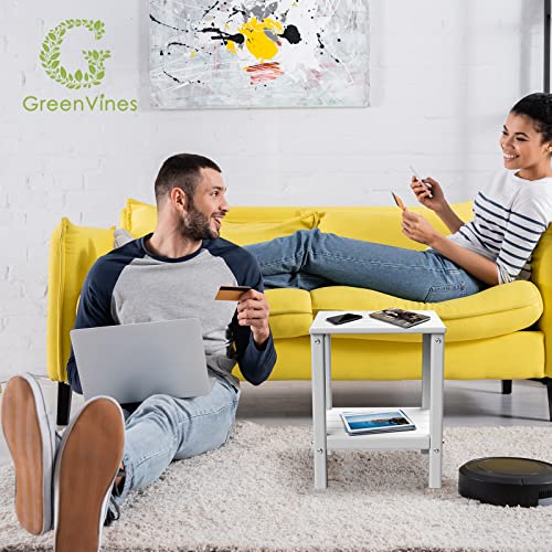 Dark Brown HDPE Plastic Outdoor Side Table with Storage Shelf B905693