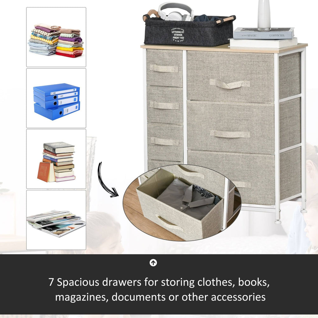 7 Drawer Fabric Dresser Storage Tower Cabinet X57314
