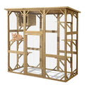 70 Inch Wooden Catio with Resting Box and 6 Jumping Platforms Y40050