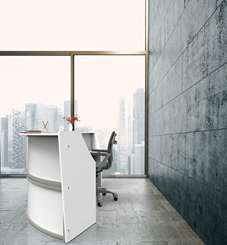 Curved Modern Office Desk, 124" x 49", Mocha X66502