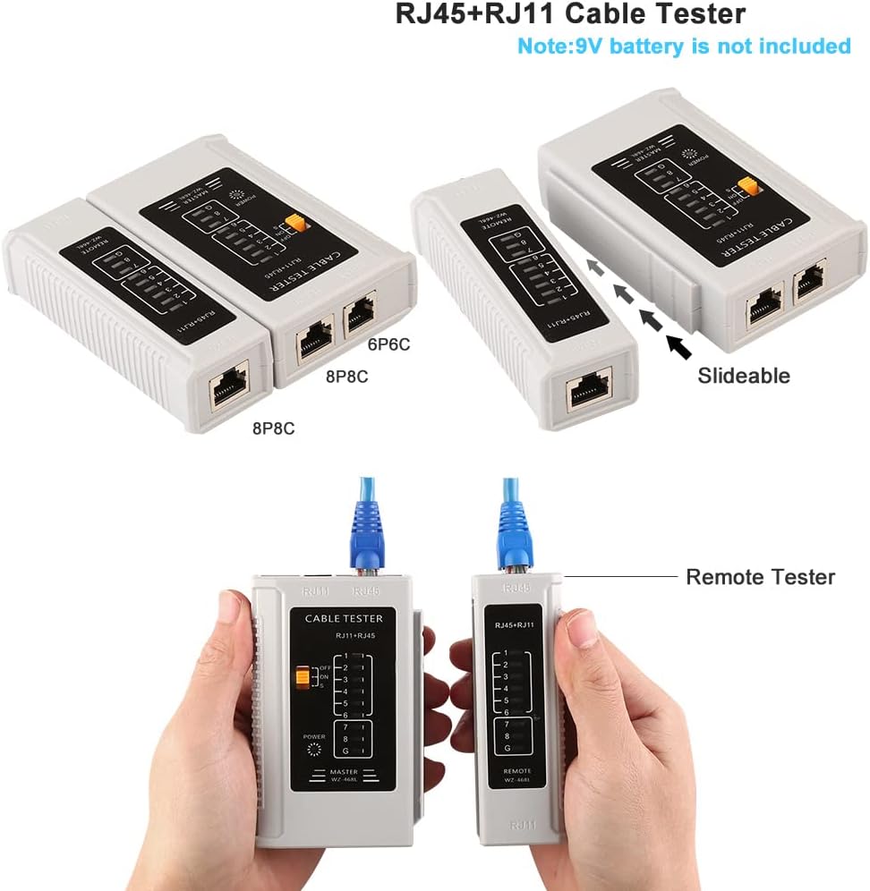 RJ45 Crimp Tool Kit with 50PCS Connectors Cable Tester A98157