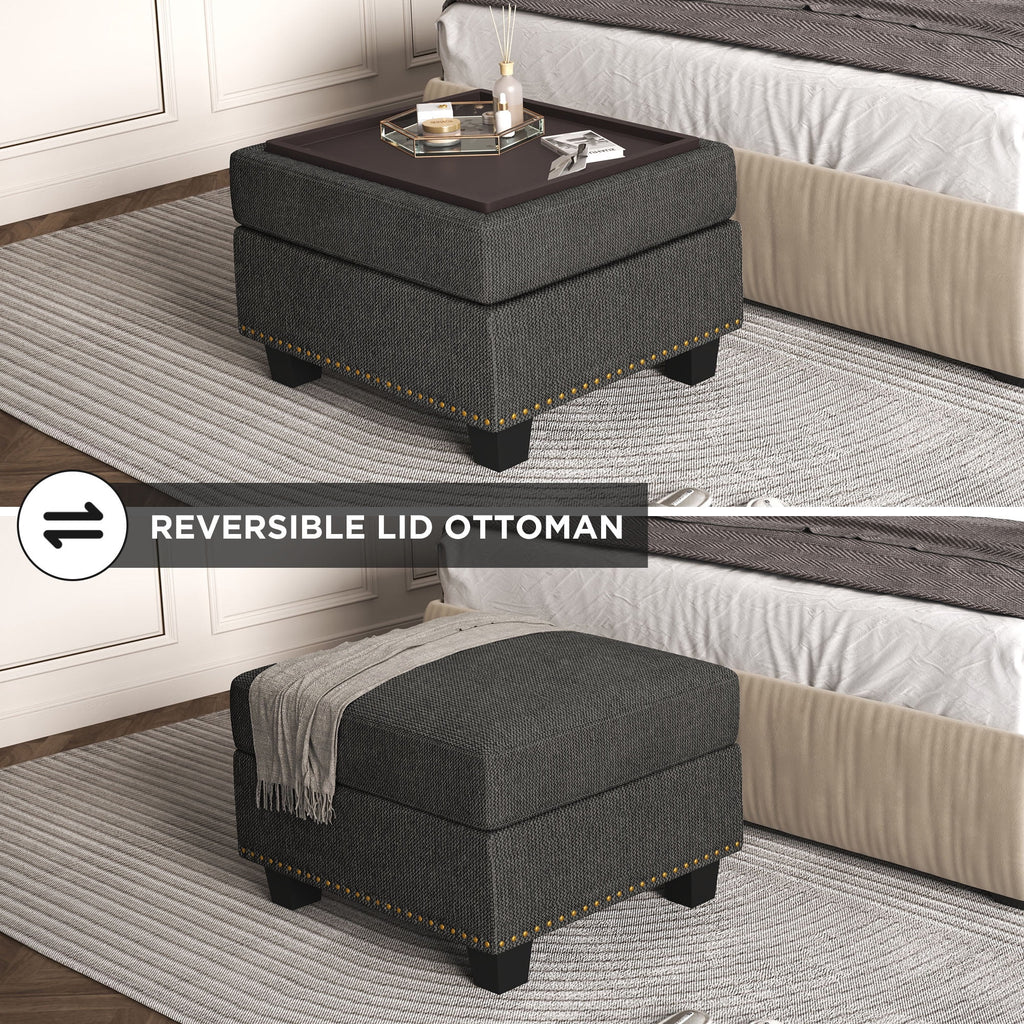 Dark Gray Storage Ottoman R149