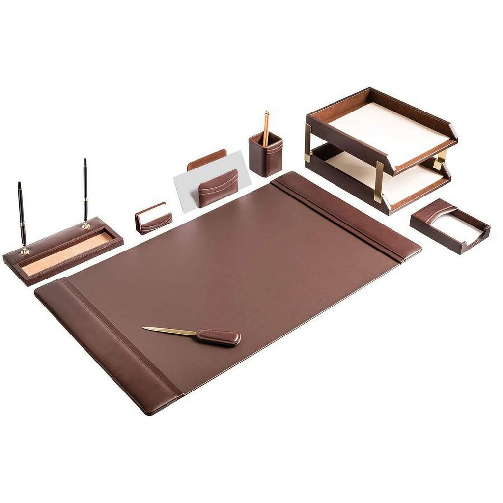 Chocolate Brown Leather 10-Piece Desk Set G545330