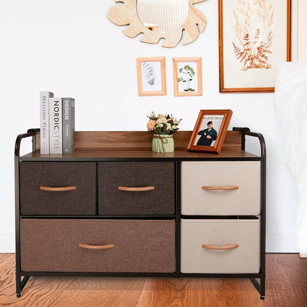 Large Storage Fabric Dresser with 5 Removable Drawers M597886