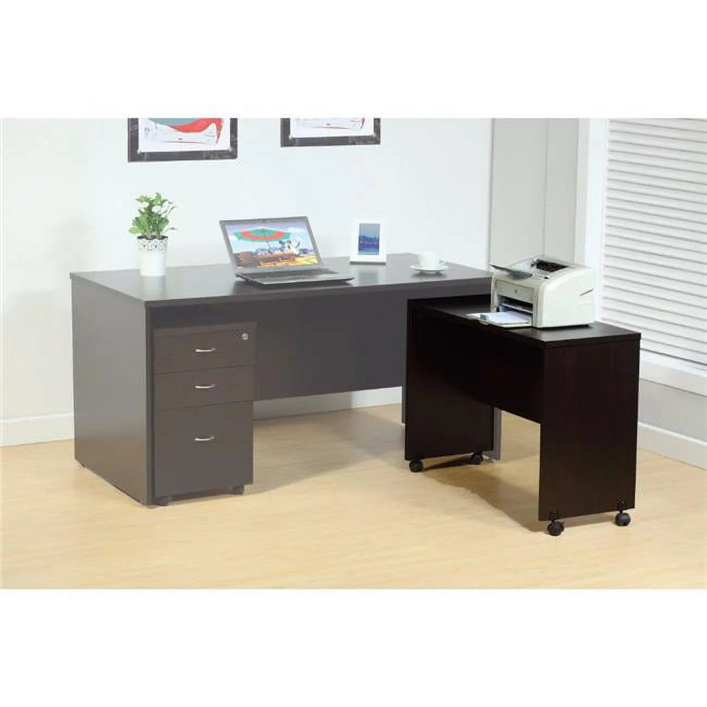 Dark Brown Finish Desk Return with Display Top Q275