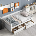 Twin Upholstered Daybed with Storage, Linen Button-Tufted, Double Drawers, Wood Slats, Beige N815672