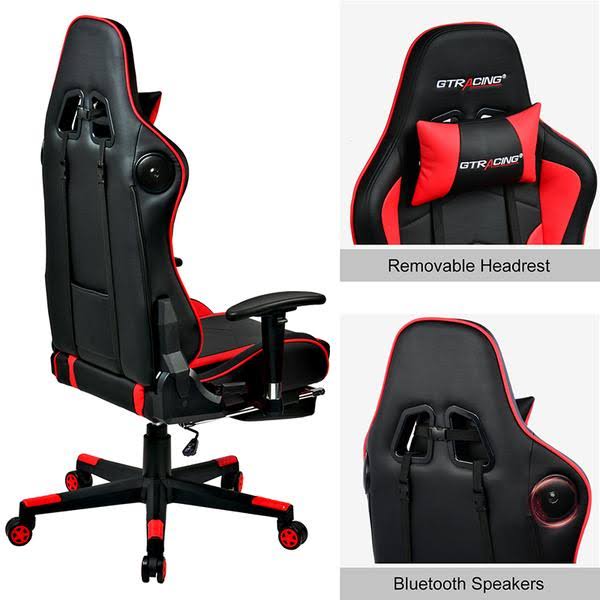 Red Footrest Music Gaming Chair with Bluetooth Speakers Z885