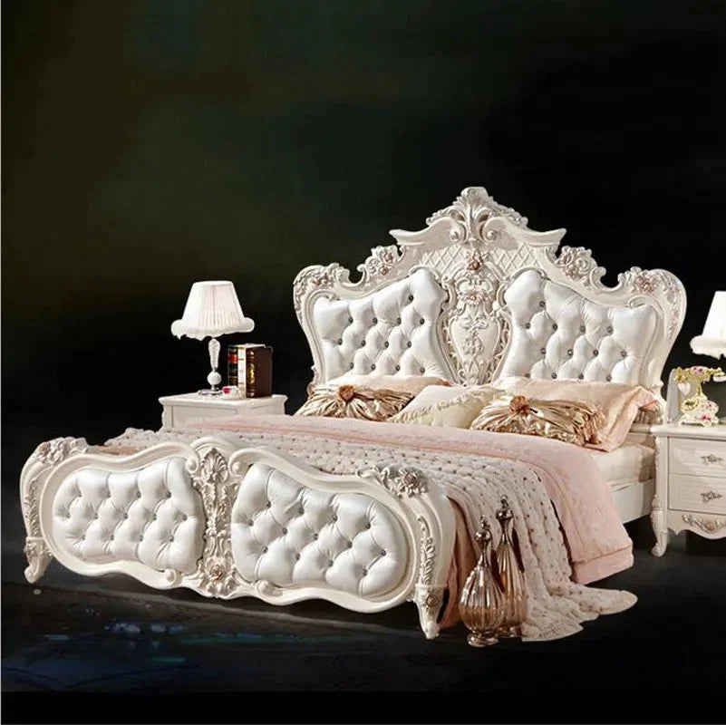 Solid Wood Leather Bed U48162
