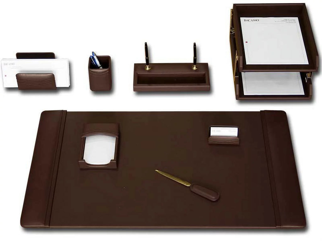 Chocolate Brown Leather 10-Piece Desk Set G545330