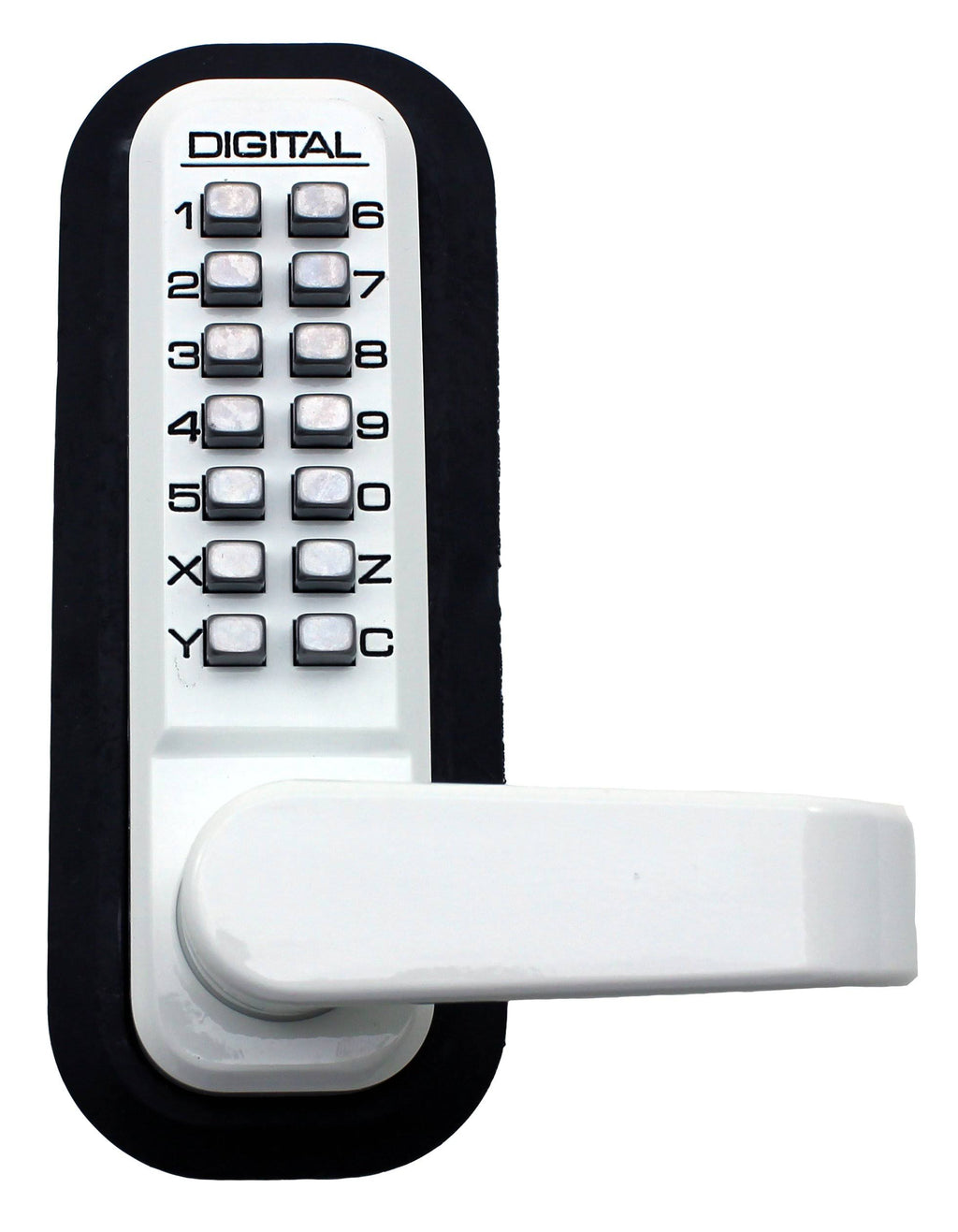 White Passage Door Lever with Mechanical Keyless Lock J449