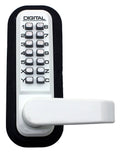 White Passage Door Lever with Mechanical Keyless Lock J449