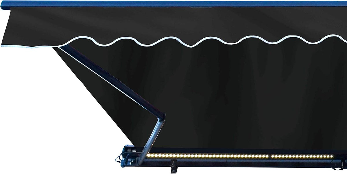 Motorized Retractable Patio Awning, 16x10 Feet, Polyester Canopy, Blue G1624