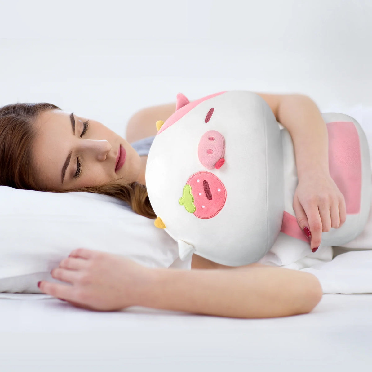 13.5" Mushroom Plushies Strawberry Cow Plush Pillow Z55023