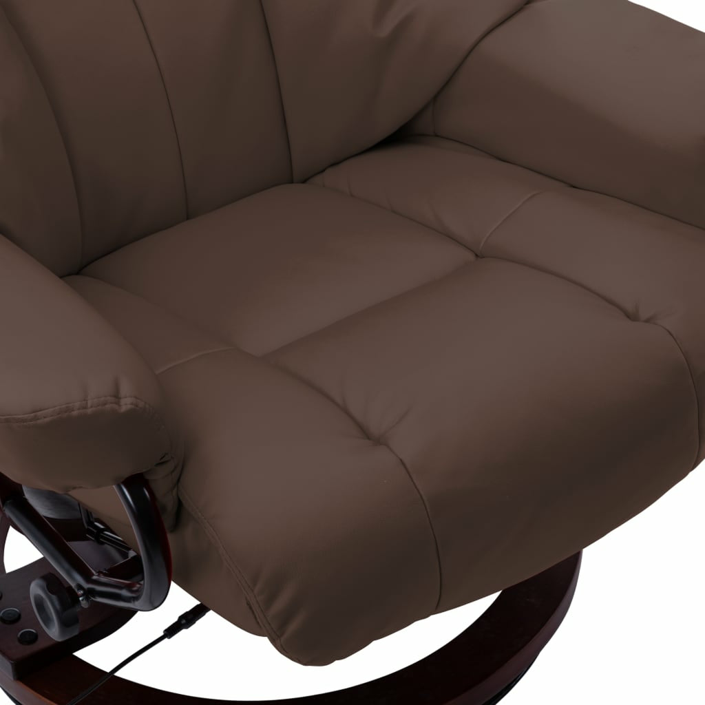 Brown Faux Leather Massage Recliner with Ottoman J483