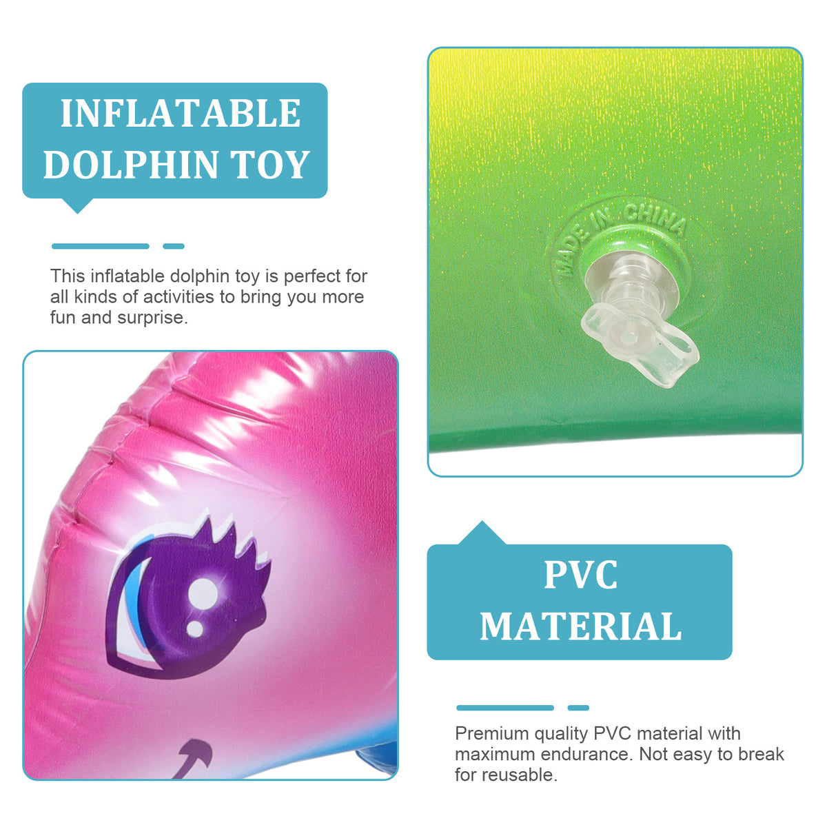 2 Pcs Inflatable Dolphin Toy Swimming Pool Learning Toys W729
