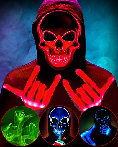 Halloween LED Mask Glow in the Dark Red D49623