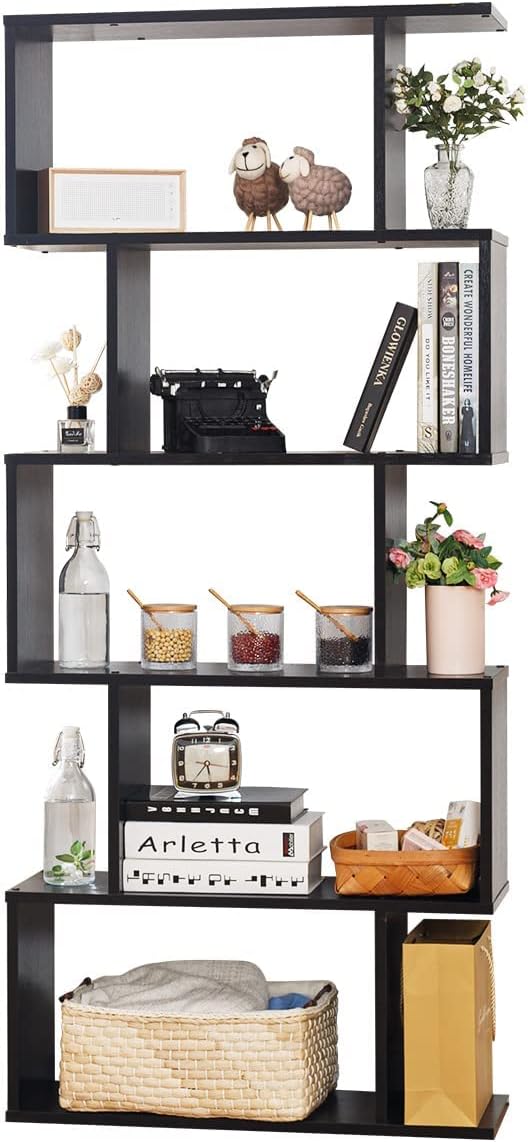 5-Tier White Wooden Bookcase S970