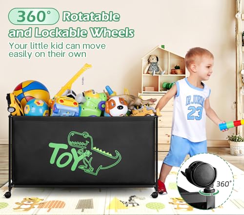 Black Large Toy Box with Wheels M8447