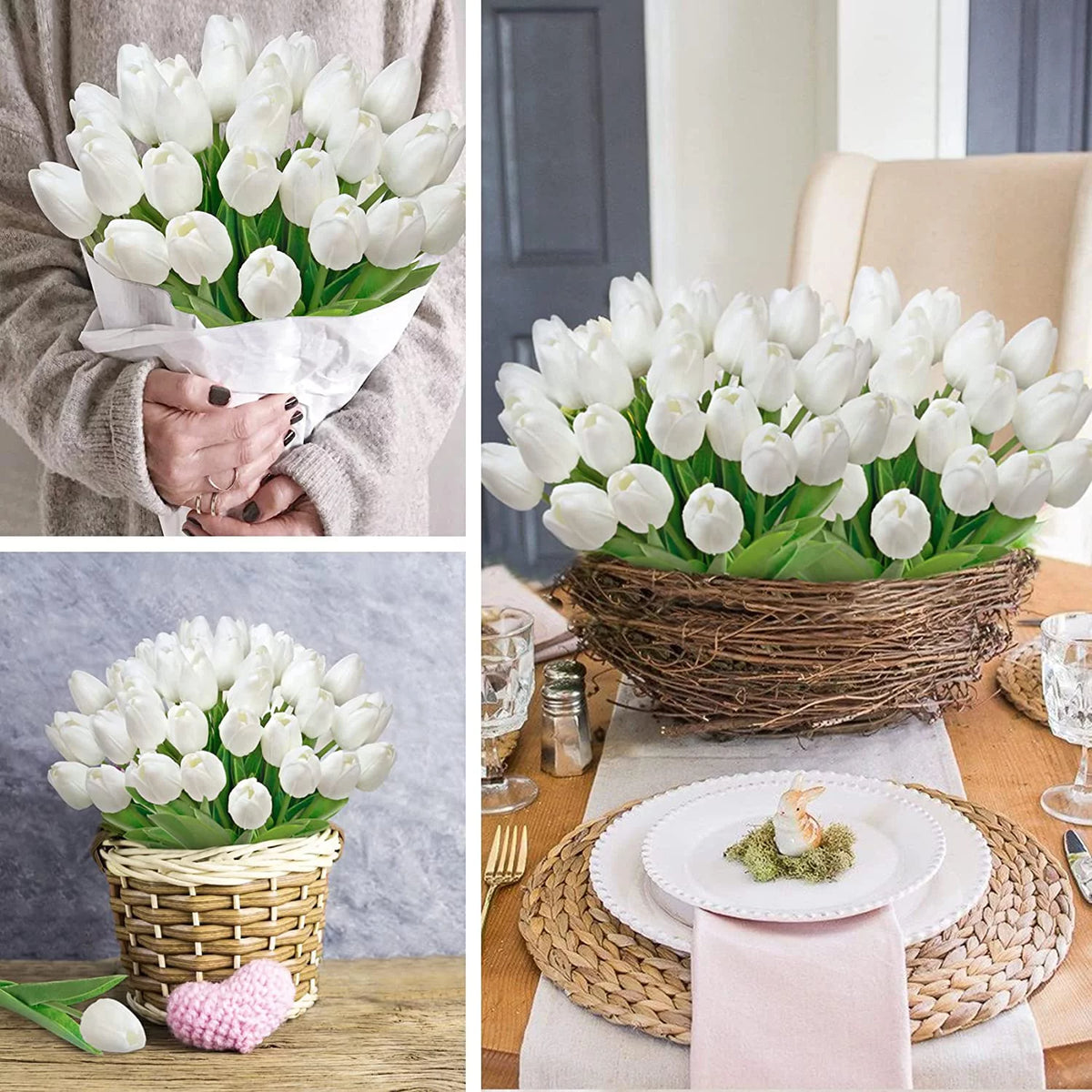 30 Pcs Multicolor Artificial Tulip Flowers Bouquet Z289348