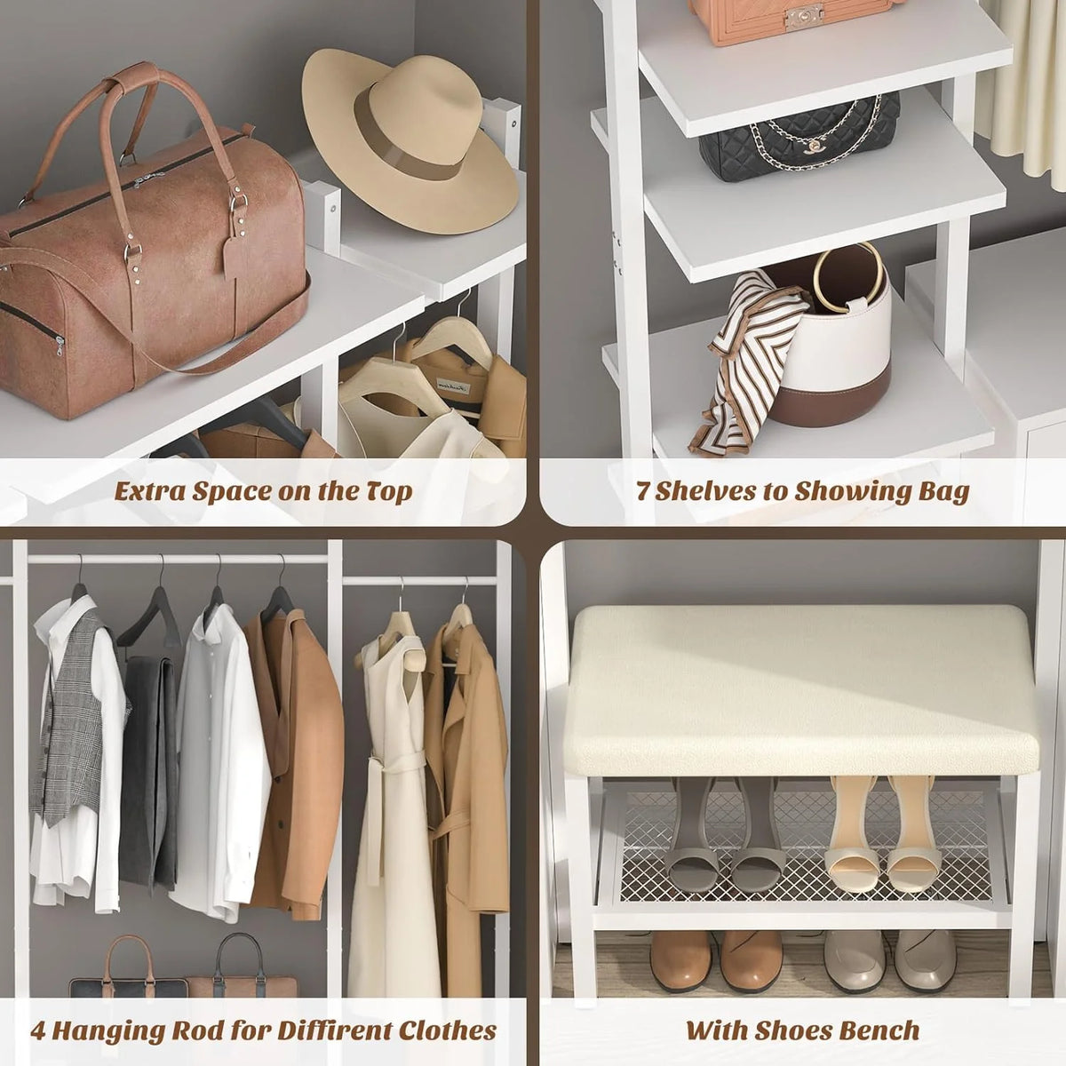 White Heavy Duty Clothing Rack with 6 Drawers B432537