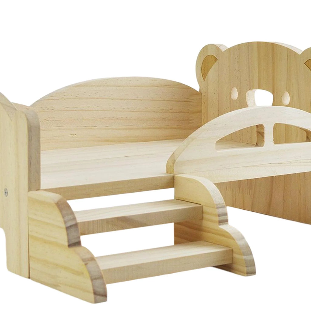 Miniature Wooden Doll Bed with Stairs I32431