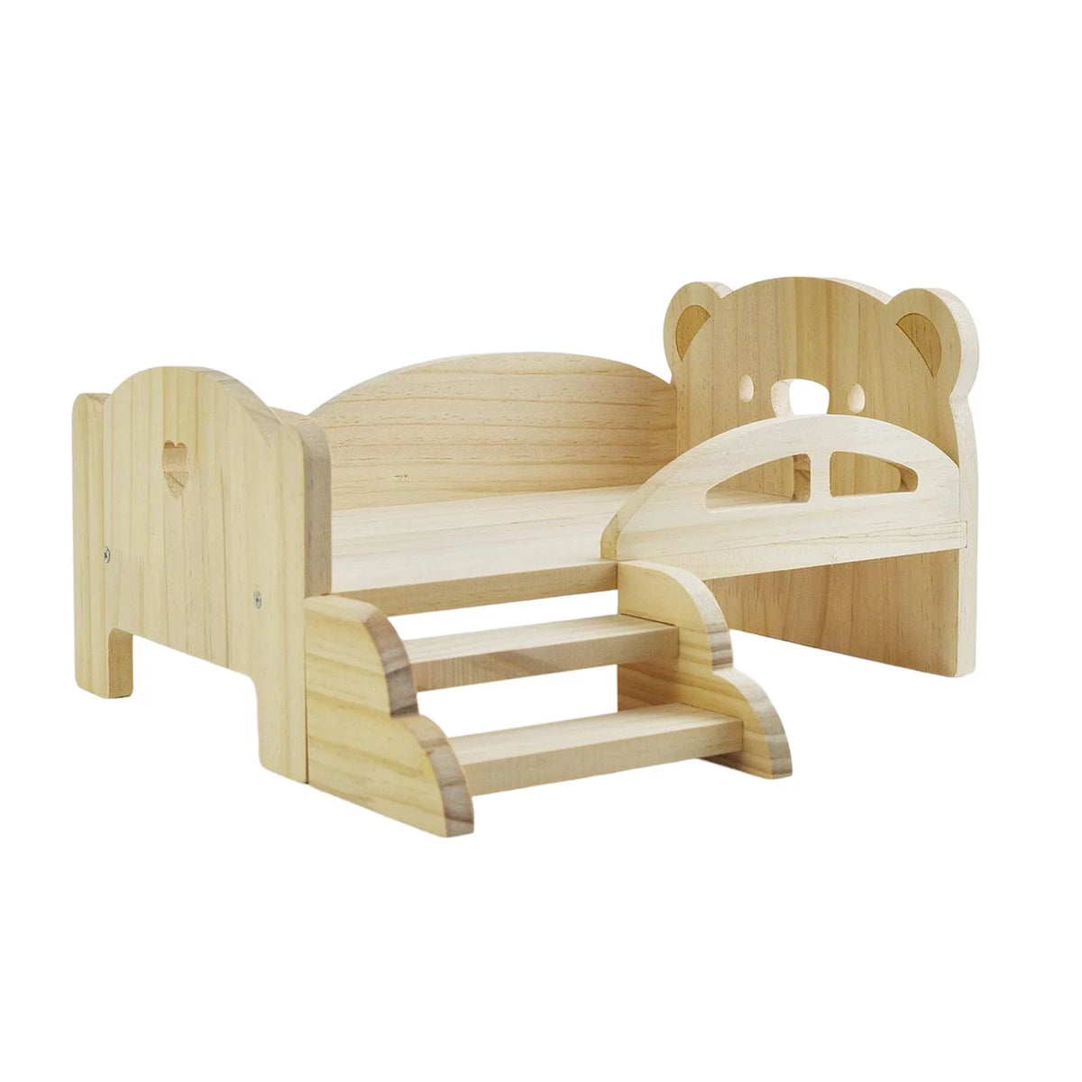 Miniature Wooden Doll Bed with Stairs I32431