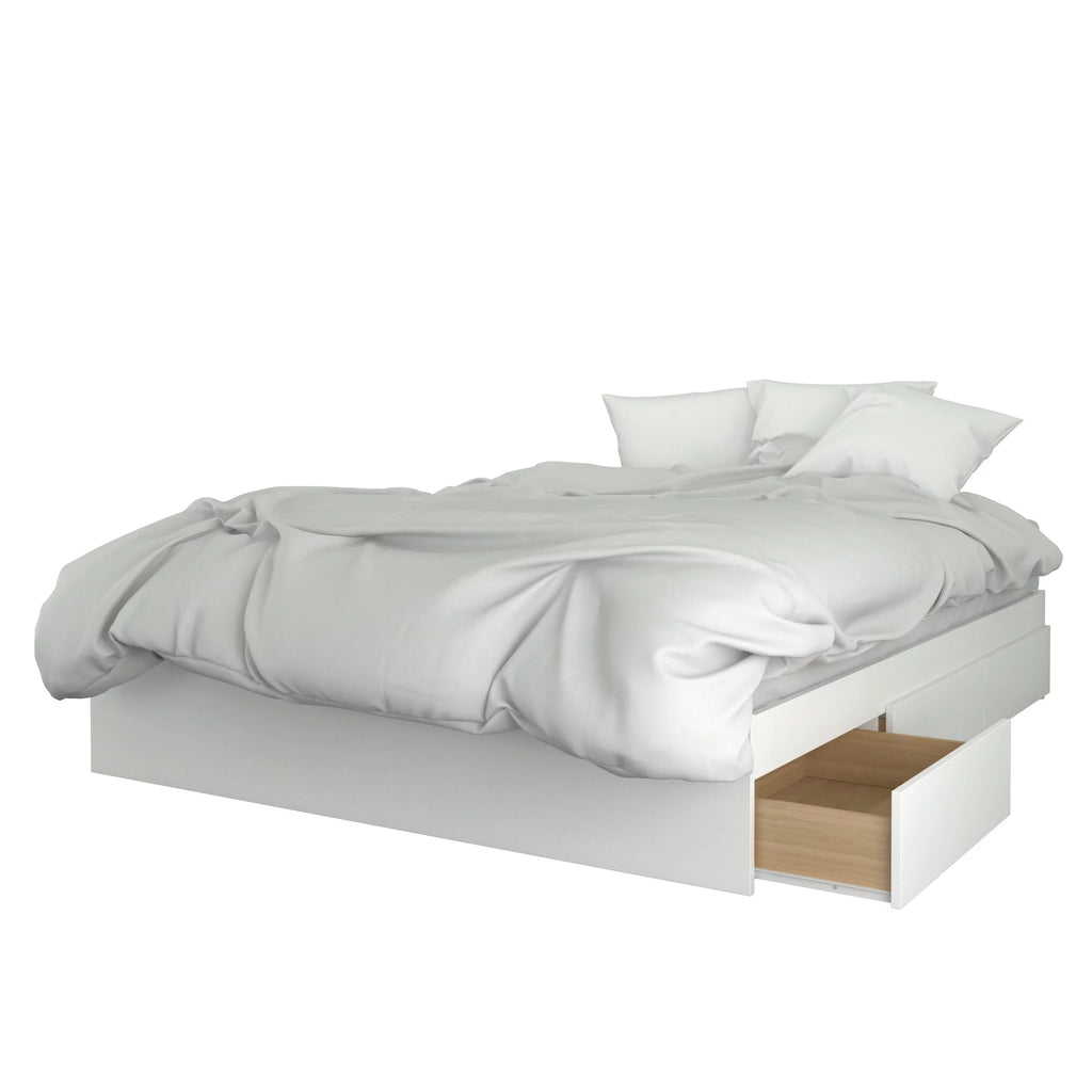 4 Piece Queen Size Walnut and White Bedroom Set S3145