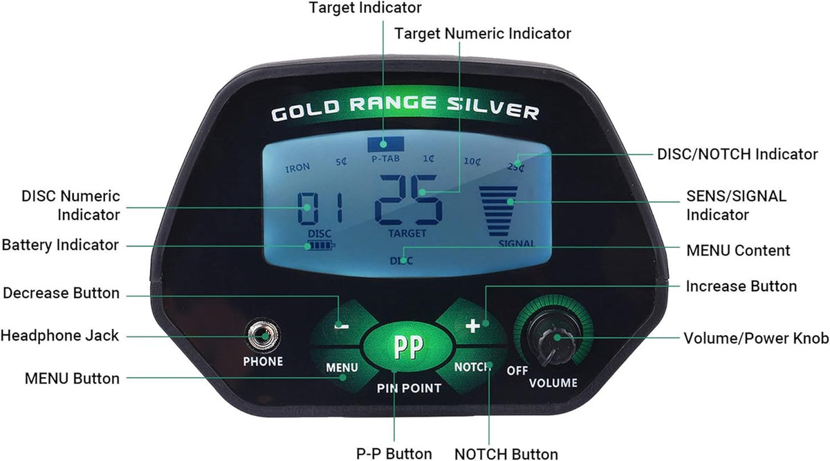 3" LCD Display Underground Metal Detector with 8" Waterproof Search Coil E5057