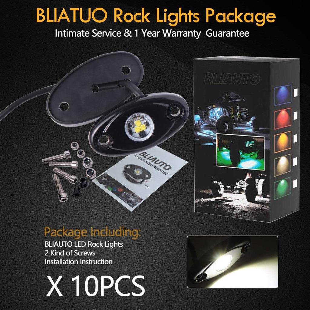 White 10PCS Waterproof LED Rock Light Pods F3580