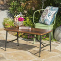 Black Acacia Wood Coffee Table with Iron Accents A189513