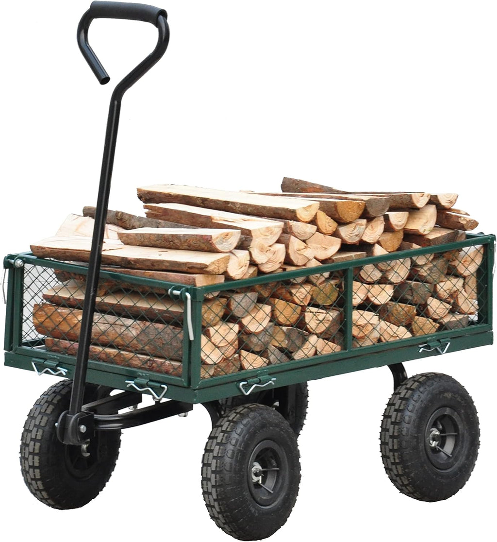 Green Heavy Duty Mesh Steel Utility Wagon with Removable Sides H231