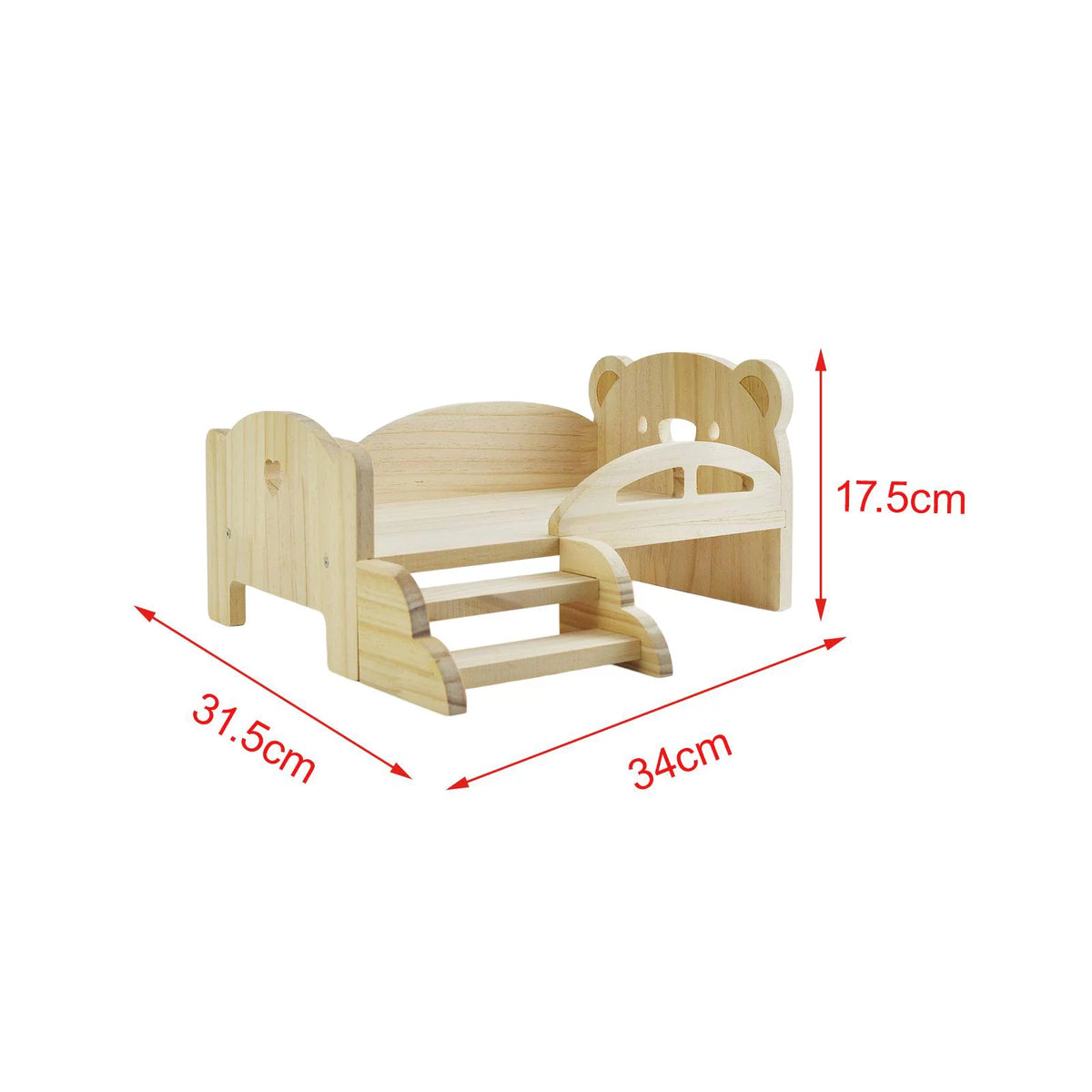 Miniature Wooden Doll Bed with Stairs I32431
