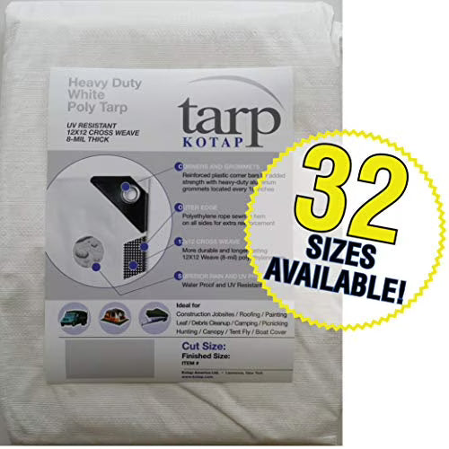Heavy-Duty 12 by 12 Cross Weave 8-mil White Poly Tarp H1145
