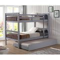 Twin Solid Wood Bunk Bed with Trundle Bed Gray O3477