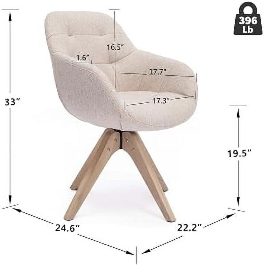 Mid Century Modern Swivel Fabric Accent Chair with Oak Wood Legs B29022