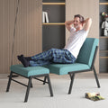 Green Linen Fabric Accent Chair with Ottoman Set R610