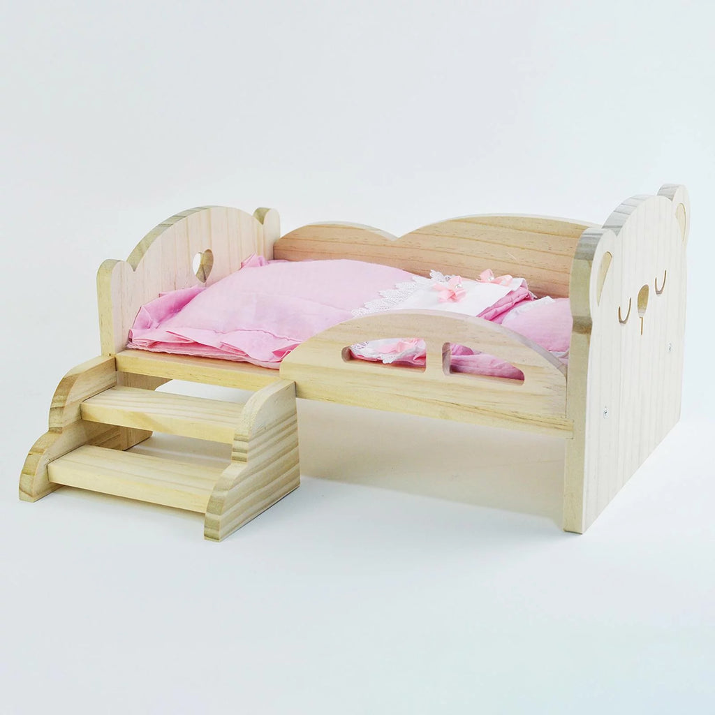 Miniature Wooden Doll Bed with Stairs I32431