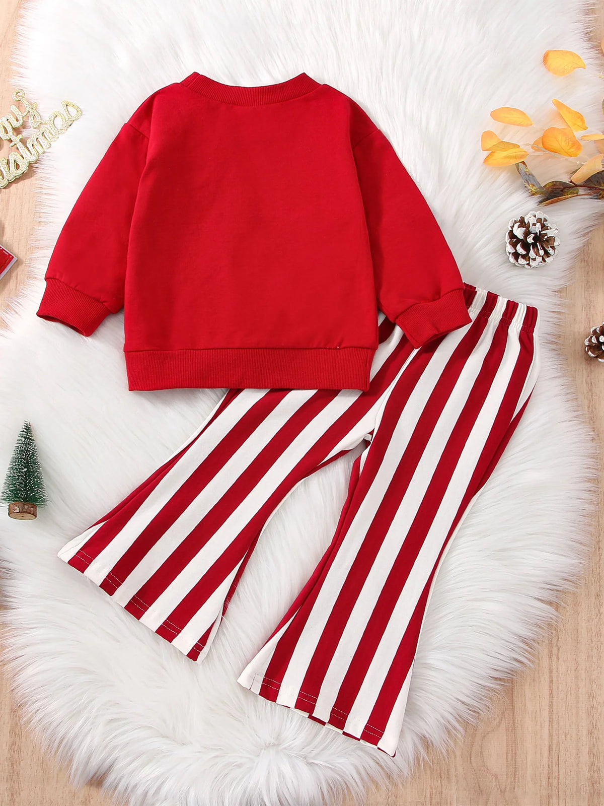 Long Sleeve Round Neck Christmas Shirt and Trousers W8266