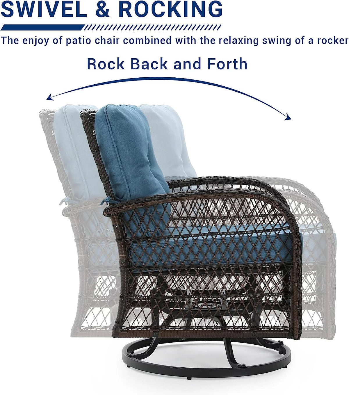 3 Pieces Wicker Patio Bistro Set with Glass Top Side Table G386