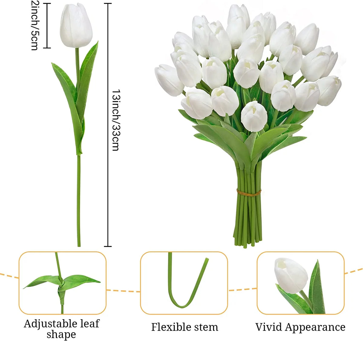 30 Pcs Multicolor Artificial Tulip Flowers Bouquet Z289348