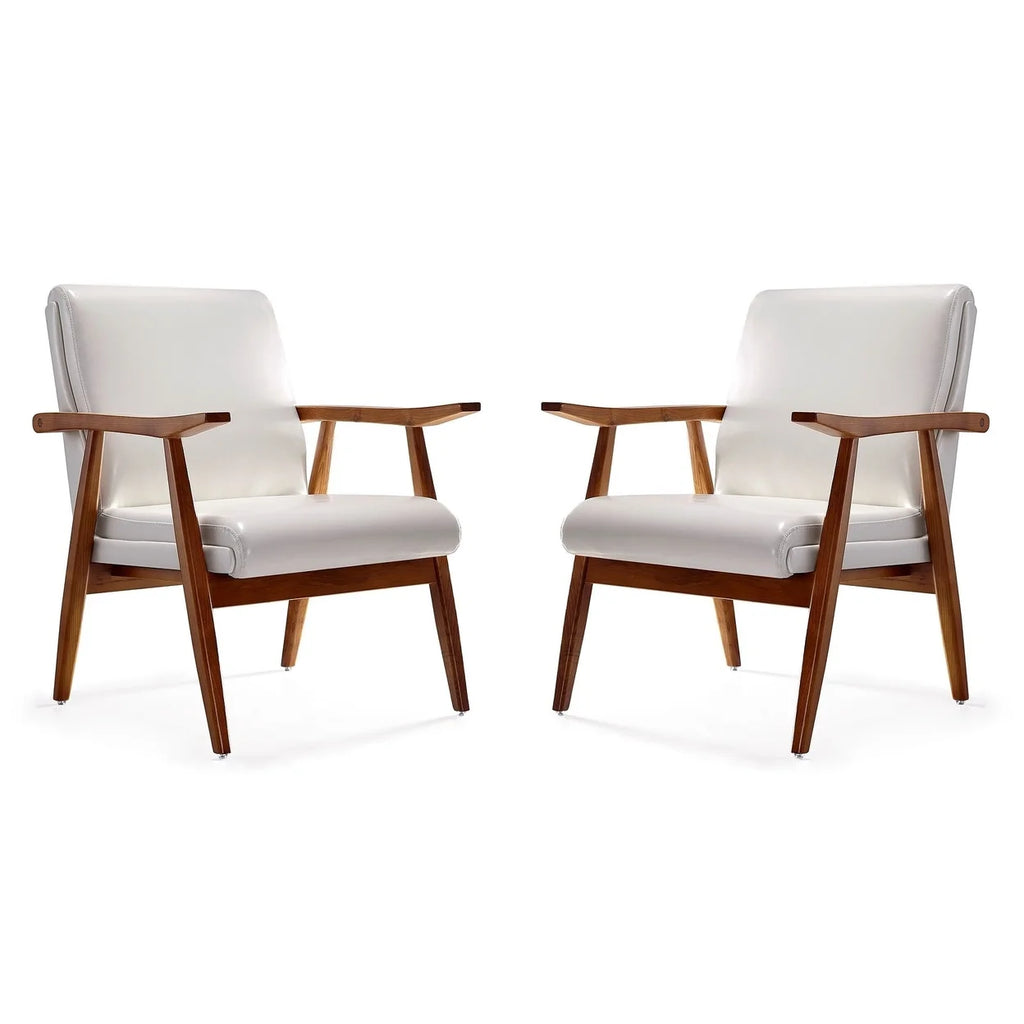 White and Amber Faux Leather Accent Chair Set of 2 A707848