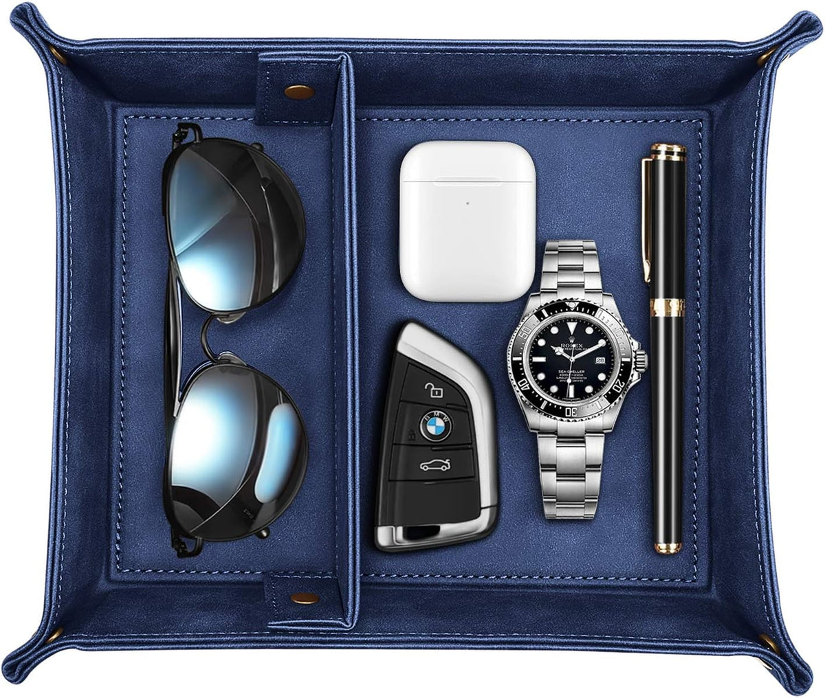 Black Valet Tray with Removable 2 Compartments W28261