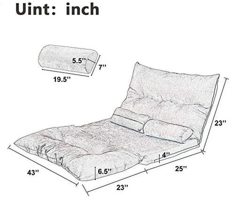 Adjustable Fabric Floor Couch Sofa Bed with Two Pillows Q10165