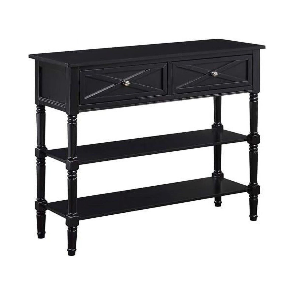 Black 2 Drawer Wood Console Table X251432